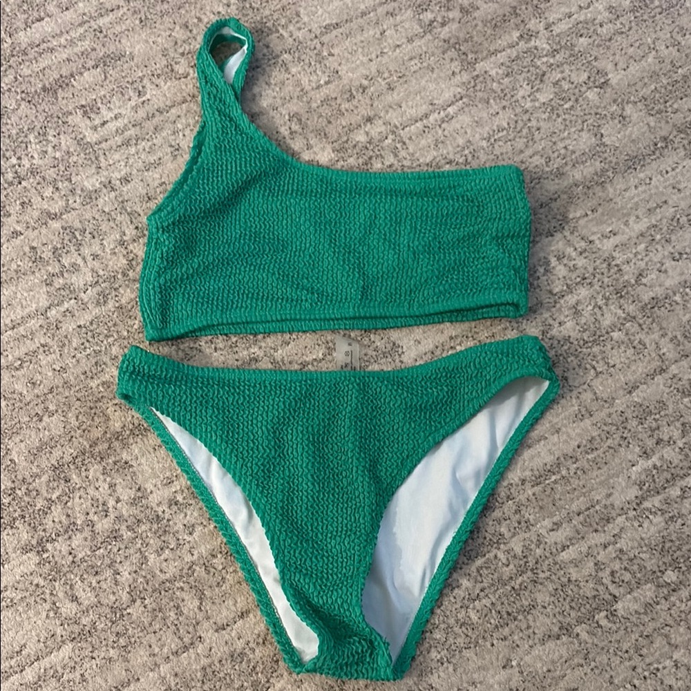Green One-Shoulder Bikini Set